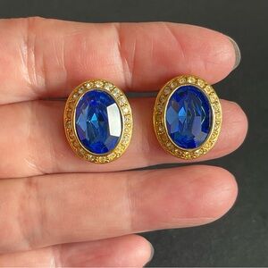Elegant Blue rhinestone Oval Earrings